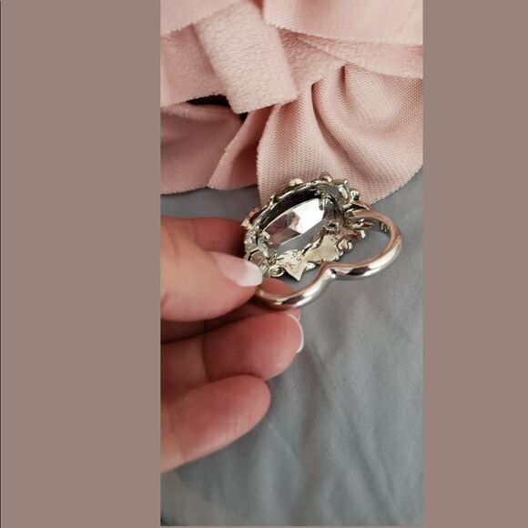 RARE! VTG Y2K? AVON *Floral* Butterfly Double 2 finger Ring M 7/8 - Picture 6 of 12